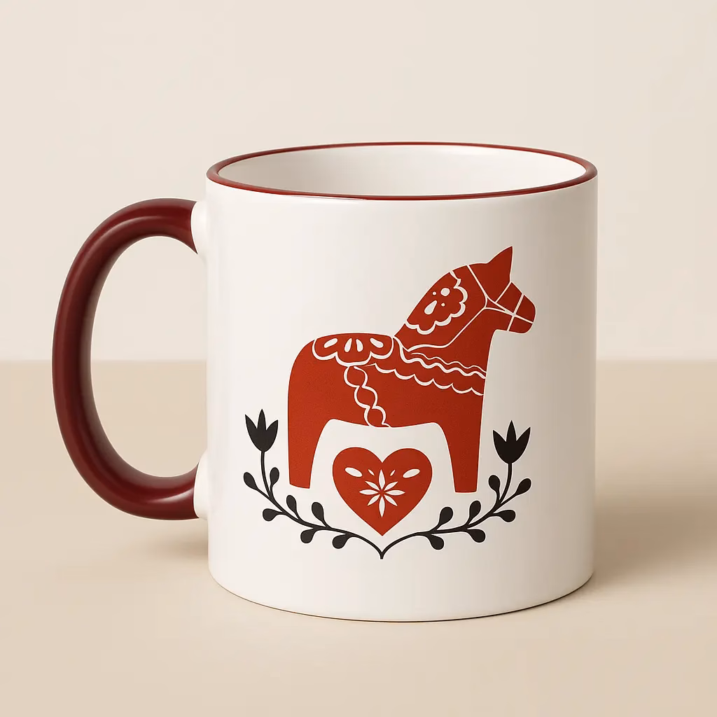 Dalahäst Tasse | skandinavisches Motiv im Folklore Stil