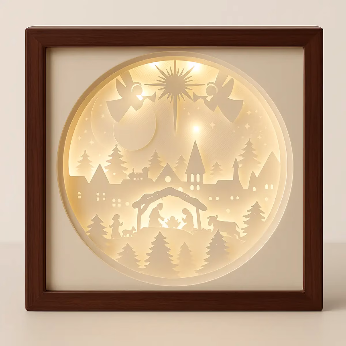 Leuchtrahmen Krippe – Weihnachtsdeko mit LED