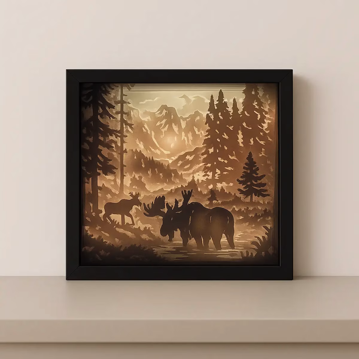 Leuchtrahmen Elche im Wald – stimmungsvolle Deko