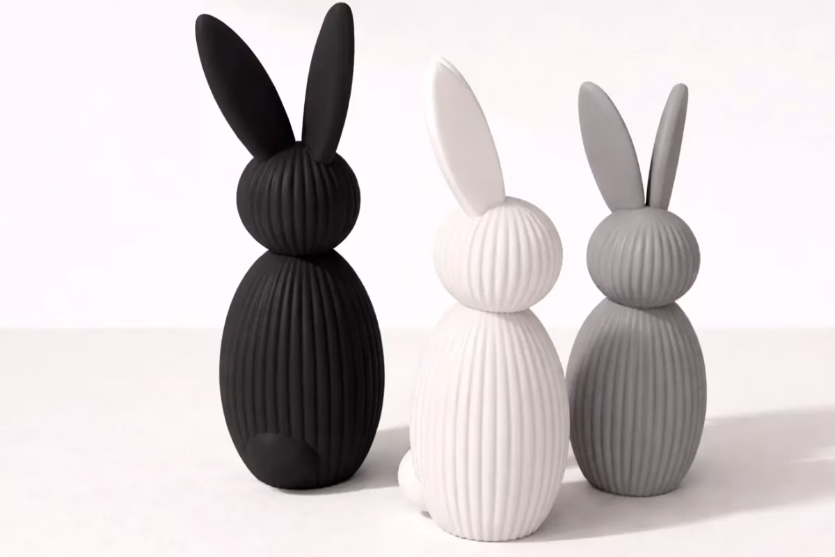 Hasen Figuren modern mit schrägen Ohren, schlichte Osterdekoration