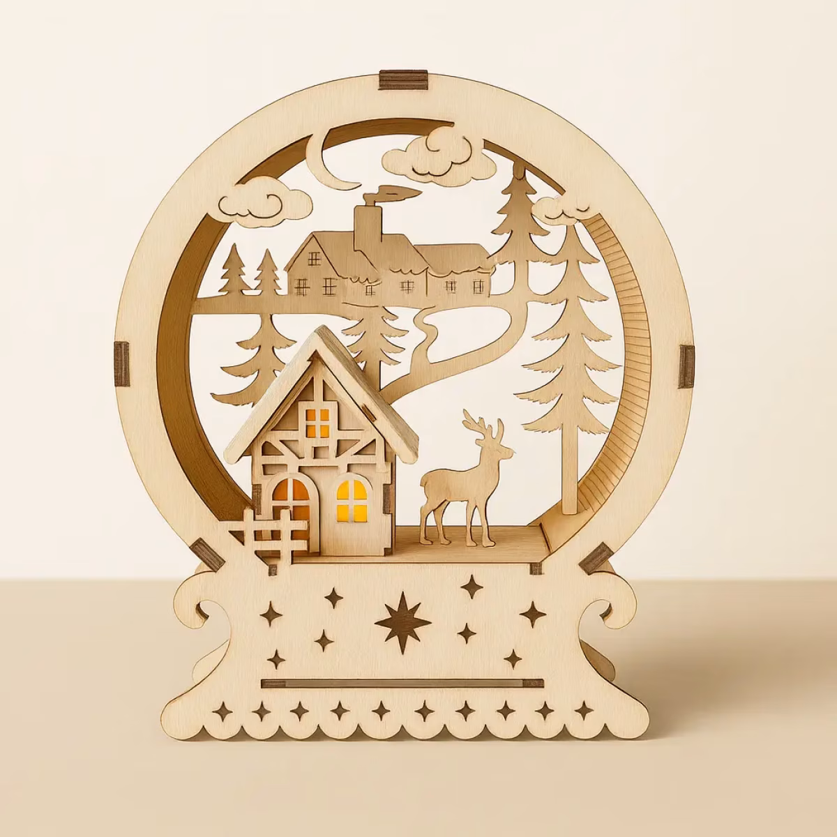 Schwibbogen Winterlandschaft – Weihnachtliche Szene im Rundbogen