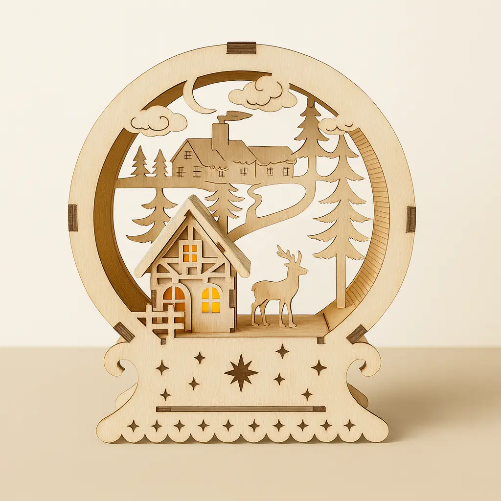 Schwibbogen Winterlandschaft – Weihnachtliche Szene im Rundbogen