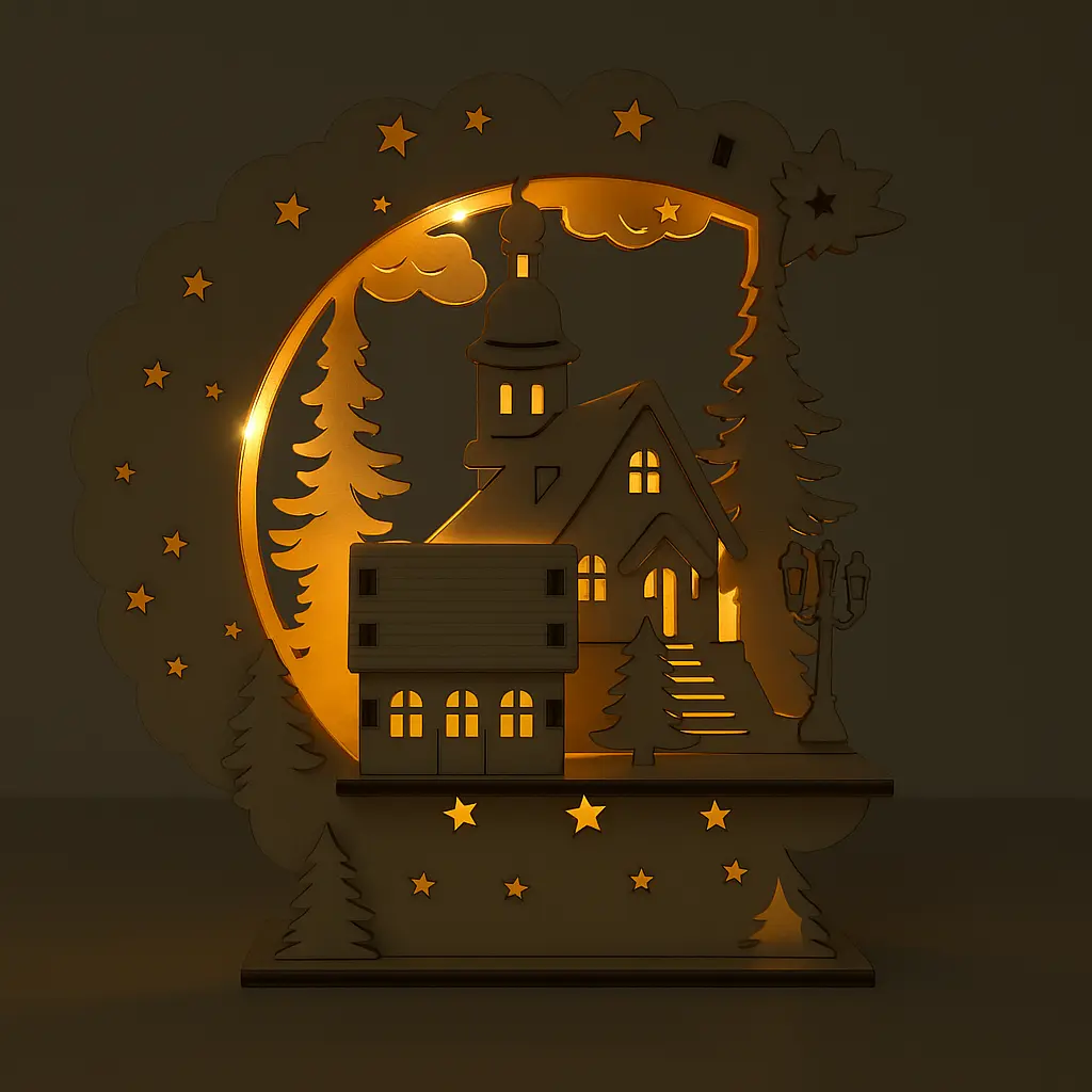 Schwibbogen mit Kapelle – Winterliches Weihnachtsdorf