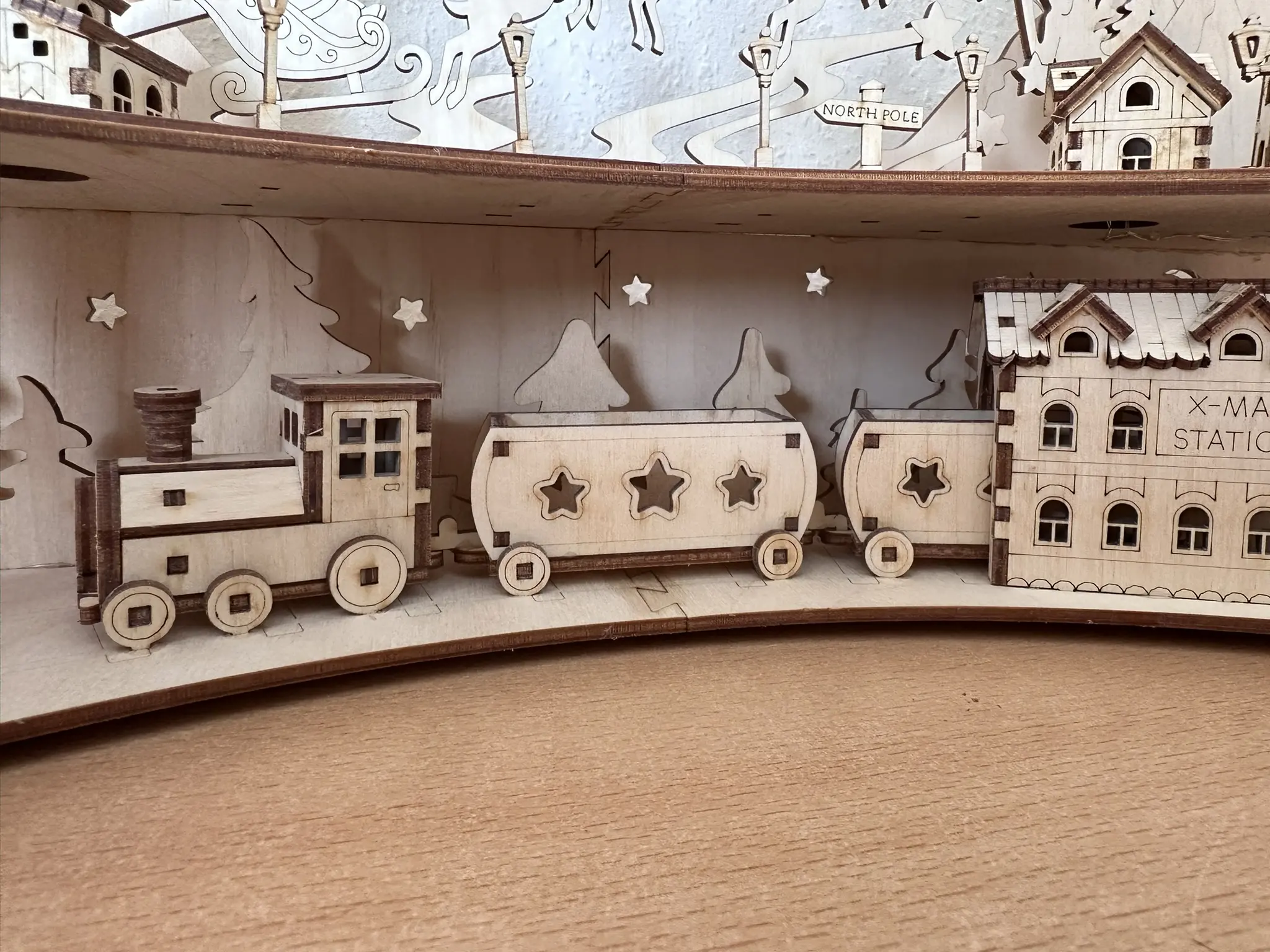 Weihnachtsdorf Winterstadt mit Lokomotive