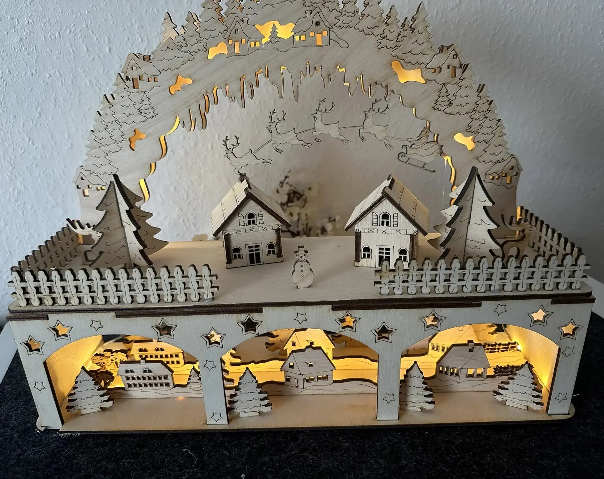 Schwibbogen Weihnachtsdorf – Winterlandschaft auf 2 Etagen
