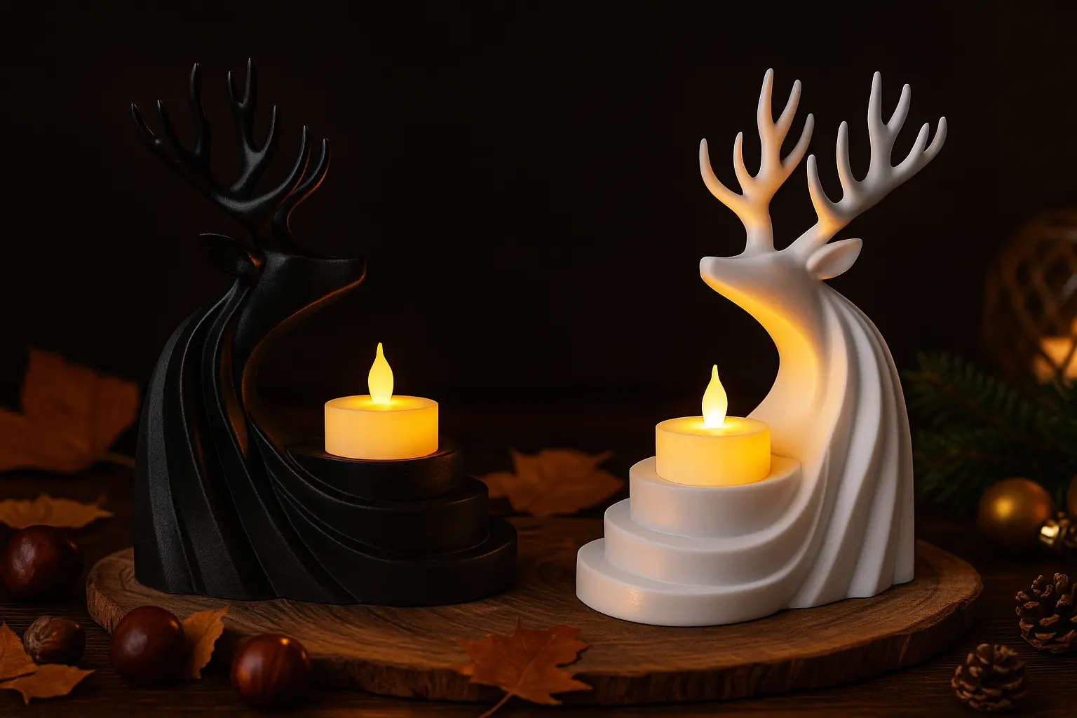 Rentier Kerzenhalter – elegante Weihnachtsdeko