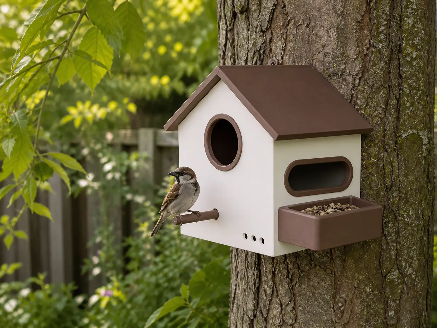 Vogelhaus/Nistkasten mit Futterstelle