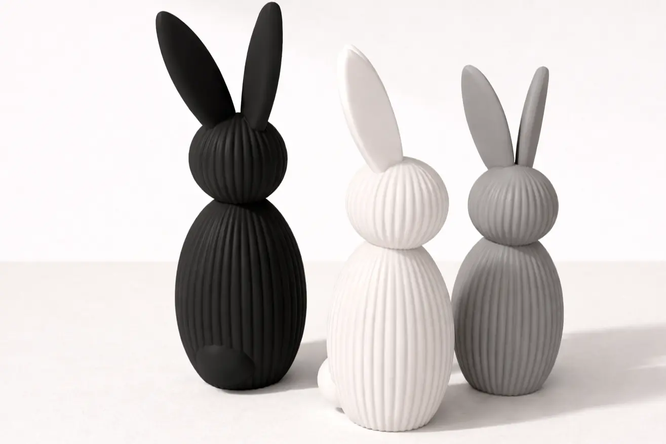 Hasen Figuren modern mit schrägen Ohren, schlichte Osterdekoration