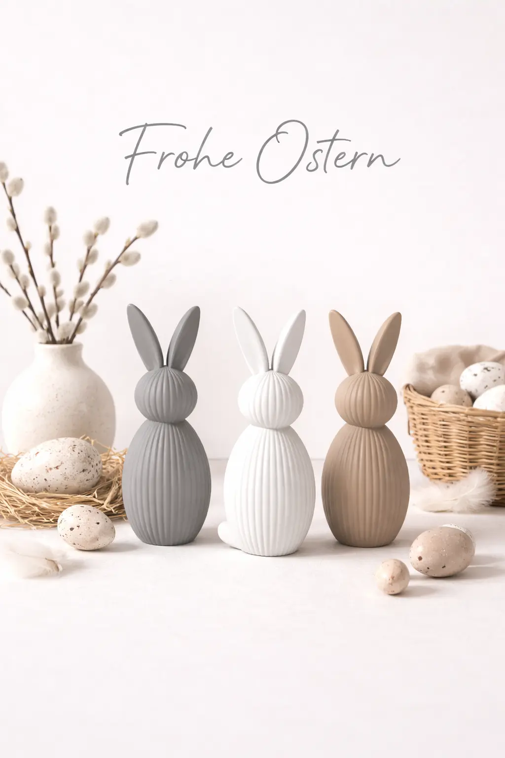 Hasen Figuren modern mit schrägen Ohren, schlichte Osterdekoration