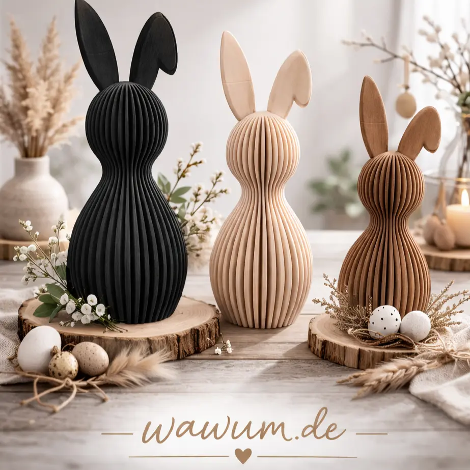 Moderne Hasen mit Knickohr, schlichte Osterdekoration