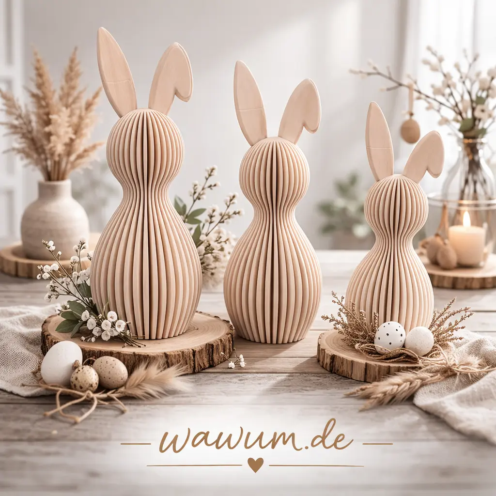 Moderne Hasen mit Knickohr, schlichte Osterdekoration