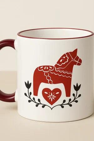 Dalahäst Tasse – skandinavisches Motiv im Folklore-Stil