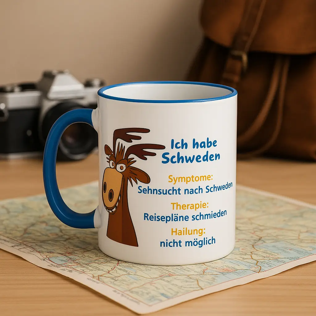 Elch Tasse Sehnsucht nach Schweden mit Spruch