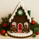 Vorderansicht des Lebkuchenhauses – festliche Weihnachtsdeko