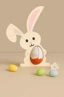 Osterhase Deko mit Schokoladenei als Oster-Mitbringsel