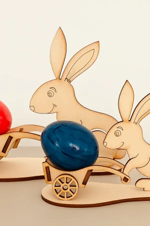 Osterhasen im Set dekorative Holzfiguren