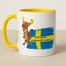 Schweden Tasse lustiger Elch mit Flagge