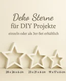 Drei weiße Deko Sterne für DIY Projekte, moderne Weihnachtsdeko in drei Größen, einzeln oder als 3er-Set erhältlich